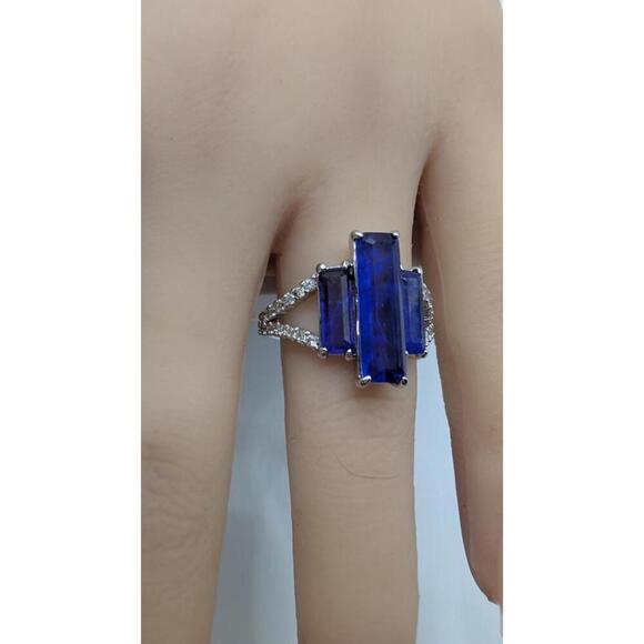 Elegant Purple Gemstone Silver Ring Size 9 - Picture 9 of 9